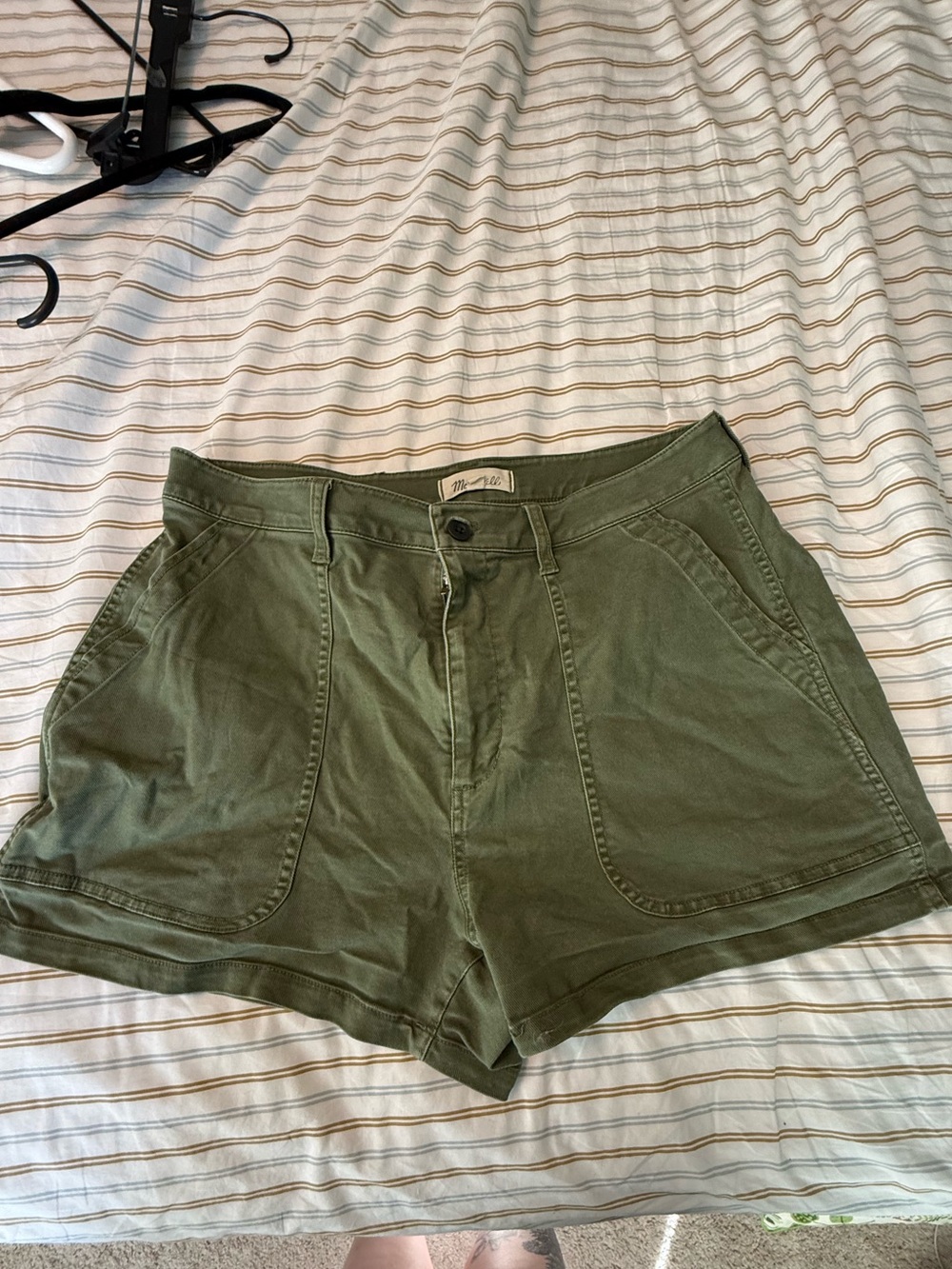 Madewell green utility shorts